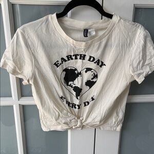 Cream Earth Day Cropped T-Shirt